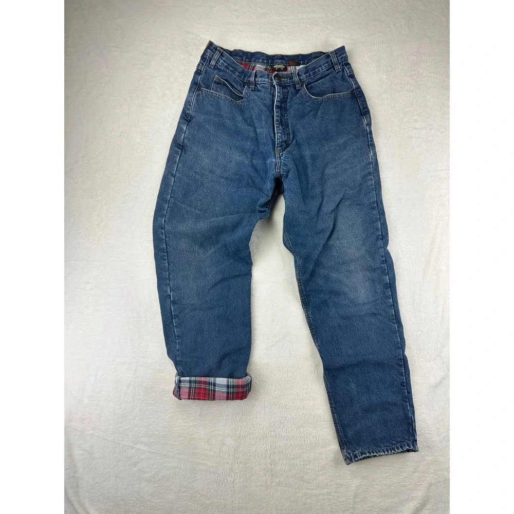 Guide Gear Flannel Lined Jeans Womens 14‎ Blue Straight VTG Plaid Cotton Denim